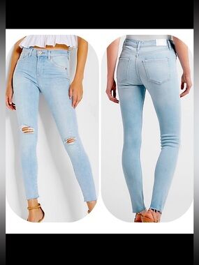 Express Light Wash Distressed Skinny Jeans | Mid-Rise | Women’s Size 6 Long